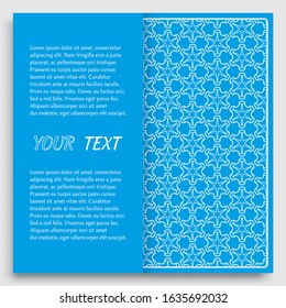 Card, Invitation, cover template design, line art background. Abstract geometric pattern with place for the text. Tribal ethnic ornament in arabic style. Christmas, New Year card decoration