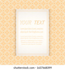Card, Invitation, cover template design, line art background. Abstract geometric pattern with place for the text. Tribal ethnic ornament in arabic style. Christmas, New Year card decoration