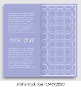 Card, Invitation, cover template design, line art background. Abstract geometric pattern with place for the text. Tribal ethnic ornament in arabic style. Christmas, New Year card decoration