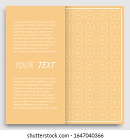 Karte, Einladung, Cover-Template-Design, Line-Art-Hintergrund. Abstraktes geometrisches Muster mit Platz für den Text. Ethnische Stammesverzierungen im arabischen Stil. Weihnachten, Silvester-Kartendekoration