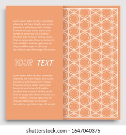 Card, Invitation, cover template design, line art background. Abstract geometric pattern with place for the text. Tribal ethnic ornament in arabic style. Christmas, New Year card decoration