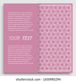 Card, Invitation, cover template design, line art background. Abstract geometric pattern with place for the text. Tribal ethnic ornament in arabic style. Christmas, New Year card decoration