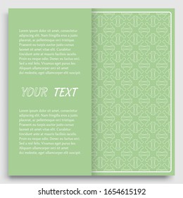 Card, Invitation, cover template design, line art background. Abstract geometric pattern with place for the text. Tribal ethnic ornament in arabic style. Christmas, New Year card decoration
