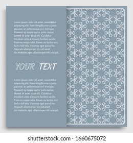 Tarjeta, Invitación, diseño de plantilla de portada, fondo de arte de línea. Patrón geométrico abstracto con lugar para el texto. Ornamento étnico tribal de estilo árabe. Navidad, decoración de tarjetas de Año Nuevo