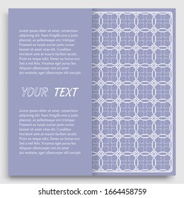 Card, Invitation, cover template design, line art background. Abstract geometric pattern with place for the text. Tribal ethnic ornament in arabic style. Christmas, New Year card decoration