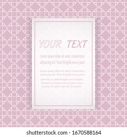 Card, Invitation, cover template design, line art background. Abstract geometric pattern with place for the text. Tribal ethnic ornament in arabic style. Christmas, New Year card decoration