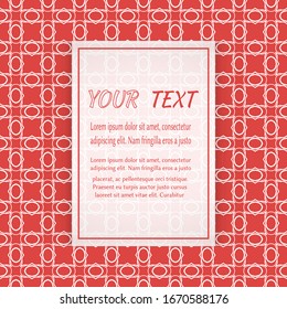 Card, Invitation, cover template design, line art background. Abstract geometric pattern with place for the text. Tribal ethnic ornament in arabic style. Christmas, New Year card decoration