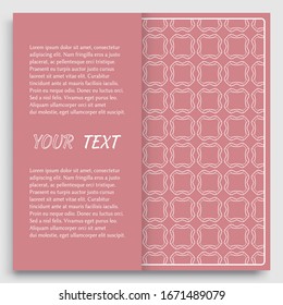 Tarjeta, Invitación, diseño de plantilla de portada, fondo de arte de línea. Patrón geométrico abstracto con lugar para el texto. Ornamento étnico tribal de estilo árabe. Navidad, decoración de tarjetas de Año Nuevo