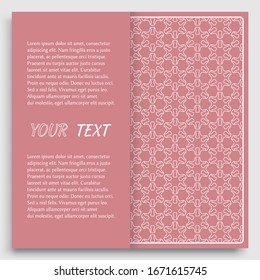 Card, Invitation, cover template design, line art background. Abstract geometric pattern with place for the text. Tribal ethnic ornament in arabic style. Christmas, New Year card decoration