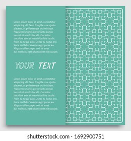 Card, Invitation, cover template design, line art background. Abstract geometric pattern with place for the text. Tribal ethnic ornament in arabic style. Christmas, New Year card decoration