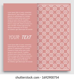 Card, Invitation, cover template design, line art background. Abstract geometric pattern with place for the text. Tribal ethnic ornament in arabic style. Christmas, New Year card decoration