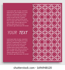 Card, Invitation, cover template design, line art background. Abstract geometric pattern with place for the text. Tribal ethnic ornament in arabic style. Christmas, New Year card decoration