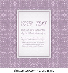 Card, Invitation, cover template design, line art background. Abstract geometric pattern with place for the text. Tribal ethnic ornament in arabic style. Christmas, New Year card decoration