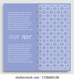 Card, Invitation, cover template design, line art background. Abstract geometric pattern with place for the text. Tribal ethnic ornament in arabic style. Christmas, New Year card decoration