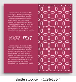 Card, Invitation, cover template design, line art background. Abstract geometric pattern with place for the text. Tribal ethnic ornament in arabic style. Christmas, New Year card decoration