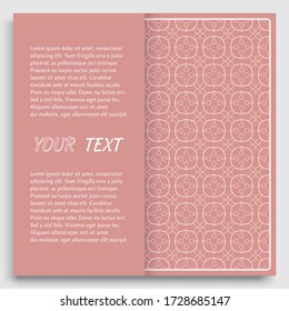 Card, Invitation, cover template design, line art background. Abstract geometric pattern with place for the text. Tribal ethnic ornament in arabic style. Christmas, New Year card decoration