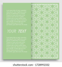 Card, Invitation, cover template design, line art background. Abstract geometric pattern with place for the text. Tribal ethnic ornament in arabic style. Christmas, New Year card decoration