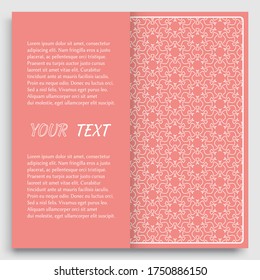 Card, Invitation, cover template design, line art background. Abstract geometric pattern with place for the text. Tribal ethnic ornament in arabic style. Christmas, New Year card decoration