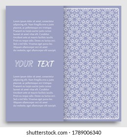 Tarjeta, invitación, diseño de plantilla de portada, fondo de arte de línea. Resumen del patrón geométrico con lugar para el texto. Ornamento étnico tribal de estilo árabe. Navidad, decoración de tarjetas de Año Nuevo