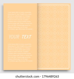 Card, Invitation, cover template design, line art background. Abstract geometric pattern with place for the text. Tribal ethnic ornament in arabic style. Christmas, New Year card decoration
