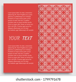 Card, Invitation, cover template design, line art background. Abstract geometric pattern with place for the text. Tribal ethnic ornament in arabic style. Christmas, New Year card decoration