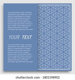 Card, Invitation, cover template design, line art background. Abstract geometric pattern with place for the text. Tribal ethnic ornament in arabic style. Christmas, New Year card decoration