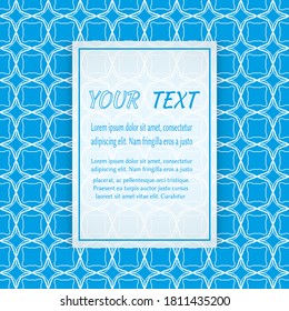 Card, Invitation, cover template design, line art background. Abstract geometric pattern with place for the text. Tribal ethnic ornament in arabic style. Christmas, New Year card decoration