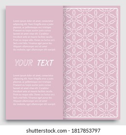 Card, Invitation, cover template design, line art background. Abstract geometric pattern with place for the text. Tribal ethnic ornament in arabic style. Christmas, New Year card decoration