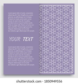 Card, Invitation, cover template design, line art background. Abstract geometric pattern with place for the text. Tribal ethnic ornament in arabic style. Christmas, New Year card decoration