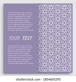 Card, Invitation, cover template design, line art background. Abstract geometric pattern with place for the text. Tribal ethnic ornament in arabic style. Christmas, New Year card decoration