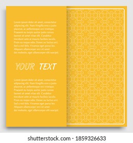 Card, Invitation, cover template design, line art background. Abstract geometric pattern with place for the text. Tribal ethnic ornament in arabic style. Christmas, New Year card decoration