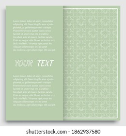Card, Invitation, cover template design, line art background. Abstract geometric pattern with place for the text. Tribal ethnic ornament in arabic style. Christmas, New Year card decoration