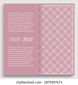 Card, Invitation, cover template design, line art background. Abstract geometric pattern with place for the text. Tribal ethnic ornament in arabic style. Christmas, New Year card decoration