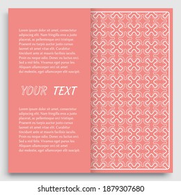 Card, Invitation, cover template design, line art background. Abstract geometric pattern with place for the text. Tribal ethnic ornament in arabic style. Christmas, New Year card decoration