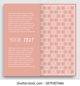 Card, Invitation, cover template design, line art background. Abstract geometric pattern with place for the text. Tribal ethnic ornament in arabic style. Christmas, New Year card decoration