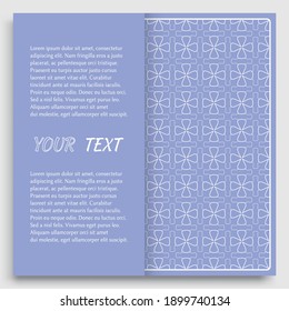 Tarjeta, invitación, diseño de plantilla de portada, fondo de arte de línea. Resumen del patrón geométrico con lugar para el texto. Ornamento étnico tribal de estilo árabe. Navidad, decoración de tarjetas de Año Nuevo