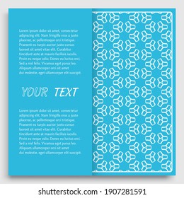 Card, Invitation, cover template design, line art background. Abstract geometric pattern with place for the text. Tribal ethnic ornament in arabic style. Christmas, New Year card decoration