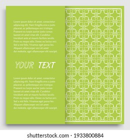 Card, Invitation, cover template design, line art background. Abstract geometric pattern with place for the text. Tribal ethnic ornament in arabic style. Christmas, New Year card decoration