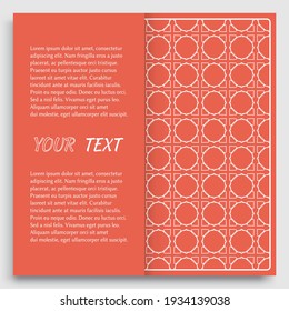 Card, Invitation, cover template design, line art background. Abstract geometric pattern with place for the text. Tribal ethnic ornament in arabic style. Christmas, New Year card decoration