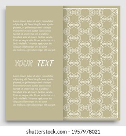 Card, Invitation, cover template design, line art background. Abstract geometric pattern with place for the text. Tribal ethnic ornament in arabic style. Christmas, New Year card decoration