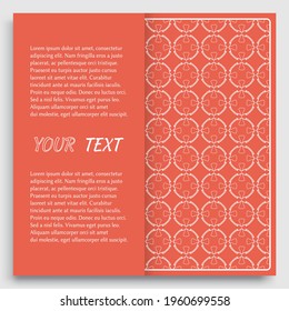 Card, Invitation, cover template design, line art background. Abstract geometric pattern with place for the text. Tribal ethnic ornament in arabic style. Christmas, New Year card decoration