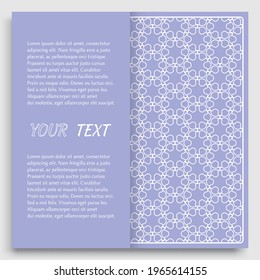 Tarjeta, invitación, diseño de plantilla de portada, fondo de arte de línea. Resumen del patrón geométrico con lugar para el texto. Ornamento étnico tribal de estilo árabe. Navidad, decoración de tarjetas de Año Nuevo