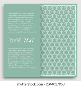 Karte, Einladung, Cover-Template-Design, Line-Art-Hintergrund. Abstraktes geometrisches Muster mit Platz für den Text. Ethnische Stammesverzierungen im arabischen Stil. Weihnachten, Silvester-Kartendekoration