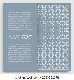 Card, Invitation, cover template design, line art background. Abstract geometric pattern with place for the text. Tribal ethnic ornament in arabic style. Christmas, New Year card decoration