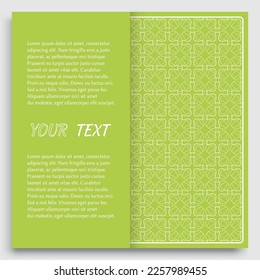 Card, Invitation, cover template design, line art background. Abstract geometric pattern with place for the text. Tribal ethnic ornament in arabic style. Christmas, New Year card decoration