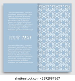 Card, Invitation, cover template design, line art background. Abstract geometric pattern with place for the text. Tribal ethnic ornament in arabic style. Christmas, New Year card decoration