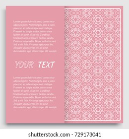 Card, Invitation, cover template design, line art background. Abstract geometric pattern with place for the text. Tribal ethnic ornament in arabic style. Christmas, New Year card decoration