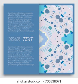 Card, Invitation, cover template design, abstract artistic background. Colorful geometric pattern with place for the text. Tribal ethnic ornament. Christmas, New Year card decoration