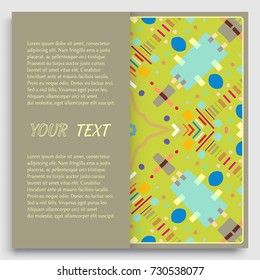 Card, Invitation, cover template design, abstract artistic background. Colorful geometric pattern with place for the text. Tribal ethnic ornament. Christmas, New Year card decoration