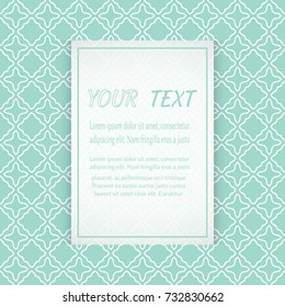 Card, Invitation, cover template design, line art background. Abstract geometric pattern with place for the text. Tribal ethnic ornament in arabic style. Christmas, New Year card decoration
